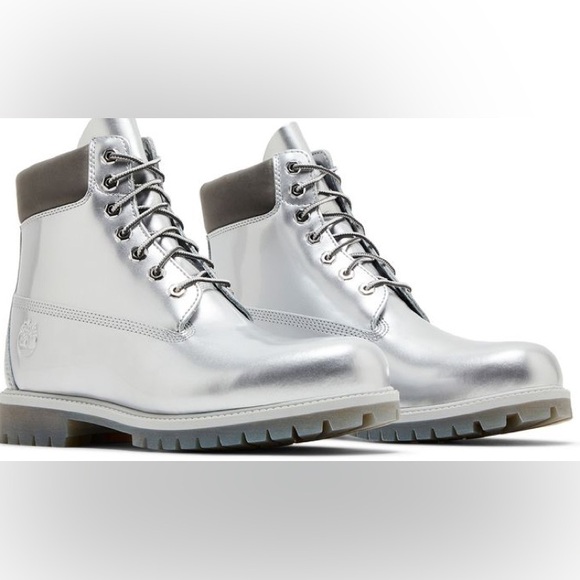 Veneda Carter x Timberland RARE EXCLUSIVE 6" Silver Boots - Unisex 6.5 M/8.5 W - Picture 8 of 12